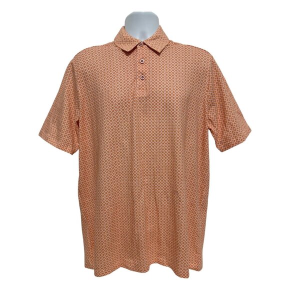 Johnston & Murphy Mens Orange Print Short Sleeve Polo Shirt Size XL Pima Cotton - Picture 1 of 11